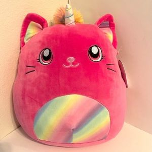 Squishmallow Lizette 14”Valentines Day Kelly hot Pink Cat Unicorn Soft Plush Toy